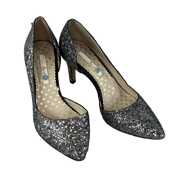 Boden Heels Pumps Shoes size 36 5.5 Gray Silver Sparkles Wedding Prom Evening - Picture 1 of 14
